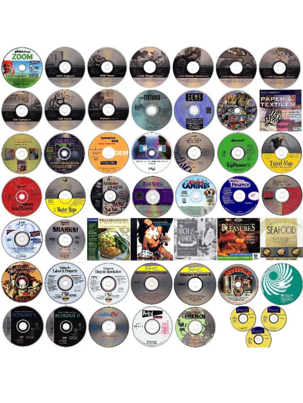 50 MISC CD-ROM LOT #2 - PC Software Lot CLEARANCE - NEW or LIKE NEW in Sleeves